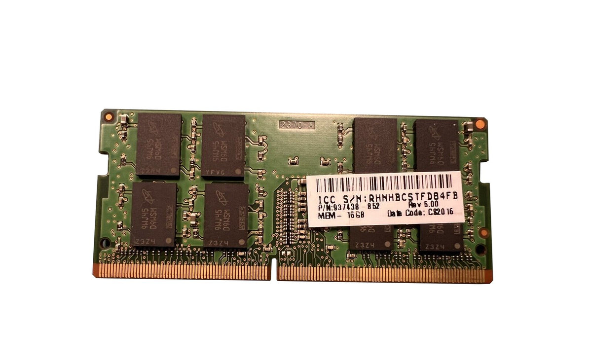 HP 16GB 2666MHz DDR4 PC4-21300 Non-ECC CL19 260-Pin SoDimm 1.2V Dual Rank x8 Memory Module - 937438-852