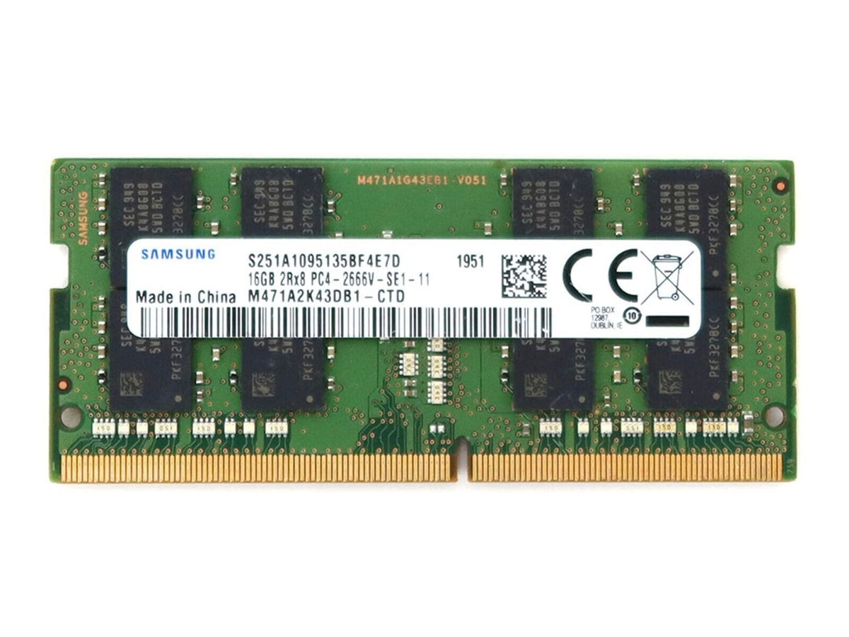 Samsung 16GB 2666MHz DDR4 PC4-21300 Non-ECC CL19 260-Pin SODIMM 1.2V Dual Rank Memory Module - M471A2K43DB1-CTD
