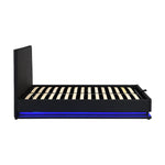 Buxton Faux Leather End Opening Ottoman Storage Bed Frame with Multi-colour LED Light Strip (Black PU)