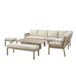 Earlswood Aluminium Washed Wood Effect Large Corner Sofa Set with Rising Table