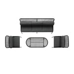 Pomona Rope Weave 5-Seater Sofa Set, Dark Grey Fabric with Black Frame