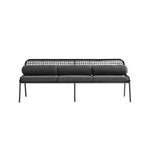 Pomona Rope Weave 5-Seater Sofa Set, Dark Grey Fabric with Black Frame