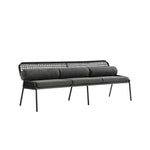 Pomona Rope Weave 5-Seater Sofa Set, Dark Grey Fabric with Black Frame
