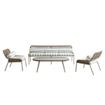 Pomona Rope Weave 5-Seater Sofa Set, Sage Striped Fabric with Taupe Frame