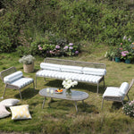 Pomona Rope Weave 5-Seater Sofa Set, Sage Striped Fabric with Taupe Frame
