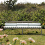 Pomona Rope Weave 5-Seater Sofa Set, Sage Striped Fabric with Taupe Frame