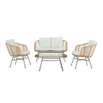 St Loy Natural 4 Seater Rattan Sofa set
