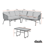 St Loy Natural Rattan Corner Sofa Set with Table