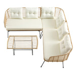 St Loy Natural Rattan Corner Sofa Set with Table