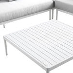 Calabasas Large Outdoor Fabric Aluminium Frame Corner Sofa Set with Coffee Table, Light Grey