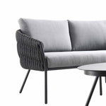 Montebello 4-Seater Outdoor Black Rope and Aluminium Sofa Set with Grey Ceramic Coffee Table