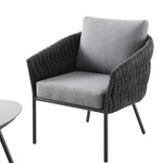 Montebello 4-Seater Outdoor Black Rope and Aluminium Sofa Set with Grey Ceramic Coffee Table