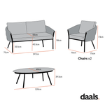 Montebello 4-Seater Outdoor Taupe Rope and Aluminium Sofa Set with White Ceramic Coffee Table