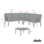Earlswood Aluminium Washed Wood Effect Corner Sofa Set with Coffee Table