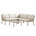 Earlswood Aluminium Washed Wood Effect Corner Sofa Set with Coffee Table