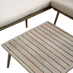 Cliveden Outdoor Aluminium Washed Wood Effect and Round Wicker Rattan Corner Sofa Set