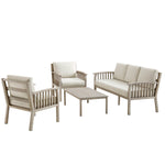 Earlswood Aluminium Washed Wood Effect Sofa Set with Coffee Table