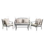Haymes Indoor and Outdoor Metal Sofa Set with Coffee Table, Beige