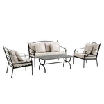 Haymes Indoor and Outdoor Metal Sofa Set with Coffee Table, Beige
