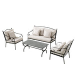 Haymes Indoor and Outdoor Metal Sofa Set with Coffee Table, Beige