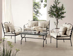 Haymes Indoor and Outdoor Metal Sofa Set with Coffee Table, Beige