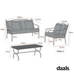 Haymes Indoor and Outdoor Metal Sofa Set with Coffee Table, Scarlet Stripe