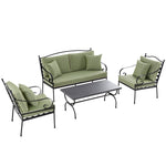 Haymes Indoor and Outdoor Metal Sofa Set with Coffee Table, Reseda Green