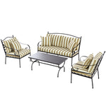 Haymes Indoor and Outdoor Metal Sofa Set with Coffee Table, Khaki Stripe