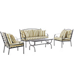 Haymes Indoor and Outdoor Metal Sofa Set with Coffee Table, Khaki Stripe