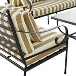 Haymes Indoor and Outdoor Metal Sofa Set with Coffee Table, Khaki Stripe