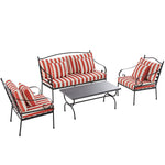 Haymes Indoor and Outdoor Metal Sofa Set with Coffee Table, Scarlet Stripe