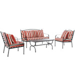 Haymes Indoor and Outdoor Metal Sofa Set with Coffee Table, Scarlet Stripe