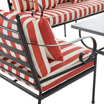 Haymes Indoor and Outdoor Metal Sofa Set with Coffee Table, Scarlet Stripe