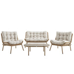 Marlowe Wicker and Aluminium Frame Sofa Set, Natural