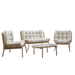 Marlowe Wicker and Aluminium Frame Sofa Set, Natural