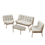 Marlowe Wicker and Aluminium Frame Sofa Set, Natural