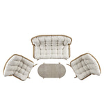 Marlowe Wicker and Aluminium Frame Sofa Set, Natural