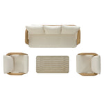 Stanford Round Wicker Outdoor 5-Seater Sofa Set, Natural