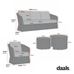 Positano Wide Rope Sofa Set with Nesting Coffee Tables, Grey