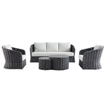 Positano Wide Rope Sofa Set with Nesting Coffee Tables, Grey