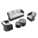 Positano Wide Rope Sofa Set with Nesting Coffee Tables, Grey