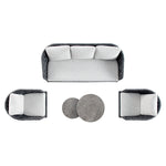 Positano Wide Rope Sofa Set with Nesting Coffee Tables, Grey