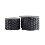 Positano Wide Rope Sofa Set with Nesting Coffee Tables, Grey