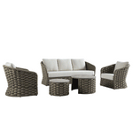 Positano Wide Rope Sofa Set with Nesting Coffee Tables, Taupe