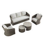 Positano Wide Rope Sofa Set with Nesting Coffee Tables, Taupe