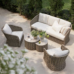 Positano Wide Rope Sofa Set with Nesting Coffee Tables, Taupe
