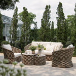 Positano Wide Rope Sofa Set with Nesting Coffee Tables, Taupe