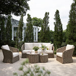 Positano Wide Rope Sofa Set with Nesting Coffee Tables, Taupe