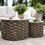 Positano Wide Rope Sofa Set with Nesting Coffee Tables, Taupe