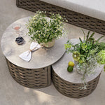Positano Wide Rope Sofa Set with Nesting Coffee Tables, Taupe